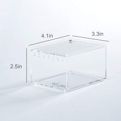 REPTI ZOO Magnetic Acrylic Case 4.1"x3.3"x2.5" Nano Enclosure Reptile Breeding Box Terrarium Cage Tank Tarantula Scorpion Sling Isopods Lizards Roach Invertebrates Insect Mantis