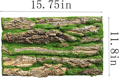 PINVNBY Cork Terrarium Background,Reptile Bark Backdrop Wall Decor and Artificial Moss for Gecko,Lizard,Tortoise,Chameleon (2 Pack)