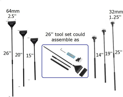 Aquarium Algae Scraper Cleaner Brush with 10 Stainless Steel Blades for Fish Reef Plant Glass Tank 26 Inch