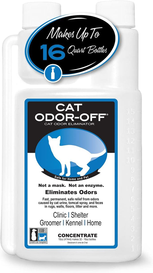 THORNELL Cat Odor-Off Concentrate Pet Smell Odor Eliminator – Cat Odor Eliminator Concentrate for Pet Urine Odor, Tomcat Spray for Cat Urine Smell, Feces on Carpet & Litter Boxes – 16oz