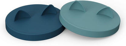 OHMO 2 Pack Pet Food Can Lids, (12.5-14oz) BPA Free Silicone Covers for Cat and Dog Food Cans, Dark&Light Blue