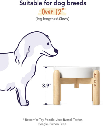 LE TAUCI Ceramic Slow Feeder Dog Bowls Small Breed, 0.6 Cups Elevated Dog Bowl for Fast Eaters, Puzzle Bowl for Small Dogs and Cats,Angle White