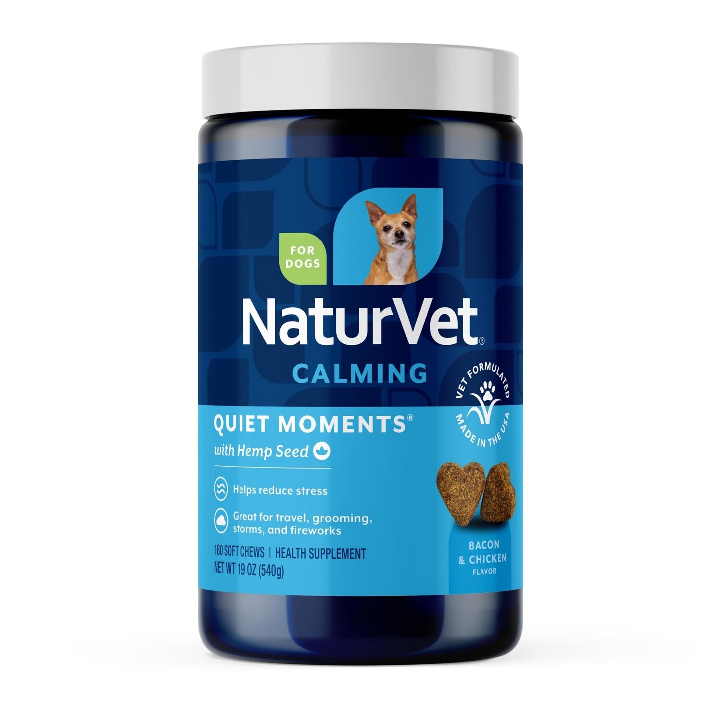 NaturVet Quiet Moments Calming Plus Hemp Dog Supplement. Chosen for real quality, fits naturally