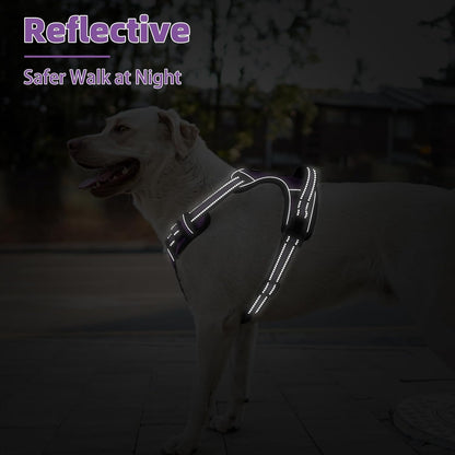 PUPTECK No Pull Dog Harness Small Sized, Adjustable Reflective Dog Harness with Handle Easy Control, Comfortable Soft Padded Pet Vest Harness for Small Dogs, Solid Purple S