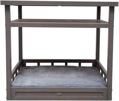 New Age Pet ECOFLEX Dog Bed Nightstand with Memory Foam Cushion - Durable, Non-Toxic Wood Plastic Composite, Easy Clean Removable Cover, Multi-Purpose Space Saver for Small Spaces, Espresso Black