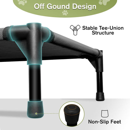 Small Elevated Dog Bed 22 Inch - Puppy Cooling Cot with Removable Washable Breathable Mesh, Raised Dog Cots Beds for Indoor and Outdoor, Black