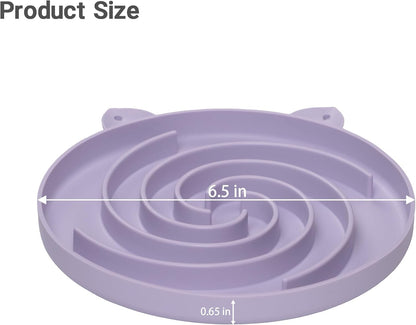 Slow Feeder Cat Bowl, Easy to Clean Silicone Bowl, Ideal for Dry and Wet Food (Purple and White)