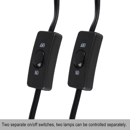 15inch Dual Reptile Light Fixture, Max 150W Dual Reptile Heat Lamp Fixture with 100W Basking Spot Lamp Bulb and 26W UVB Heat Bulb for Bearded Dragon Terrarium and Tortoise Habitat