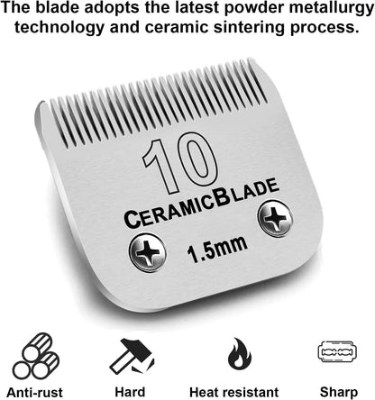 Dog Grooming Clipper Replacement Blades Compatible with Andis Pet Clipper/Oster A5/Wahl KM Series Dog Clipper,Ceramic Blade & Stainless Steel Blade(10+30+40+5FC+7FC)