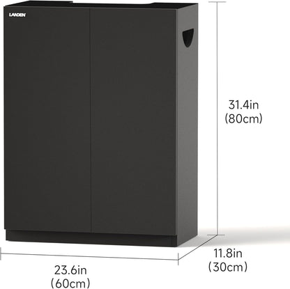 LANDEN Aquarium Wooden Stand and Cabinet Fish Reptile Sea Salt WaterTank Stand, Nano Foam Leveling Mat Included, W23.6xD11.8xH31.49in, Matte Black Painted (Stand Only)