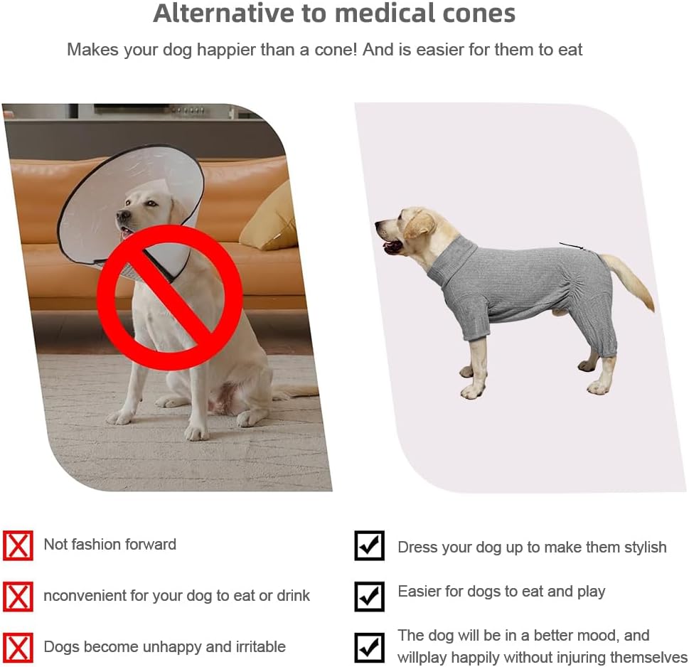 Dog Pyjamas PJS Sweater Clothing and Loungewear Suitable for Medium to Large Breeds of Dogs, Neutering Suits, Extra-Large Stretch Fabric, Four-Legged Dogs Clothes Pyjamas (Sweater Gray, 4XL)