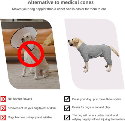 Dog Pyjamas PJS Sweater Clothing and Loungewear Suitable for Medium to Large Breeds of Dogs, Neutering Suits, Extra-Large Stretch Fabric, Four-Legged Dogs Clothes Pyjamas (Sweater Gray, 4XL)