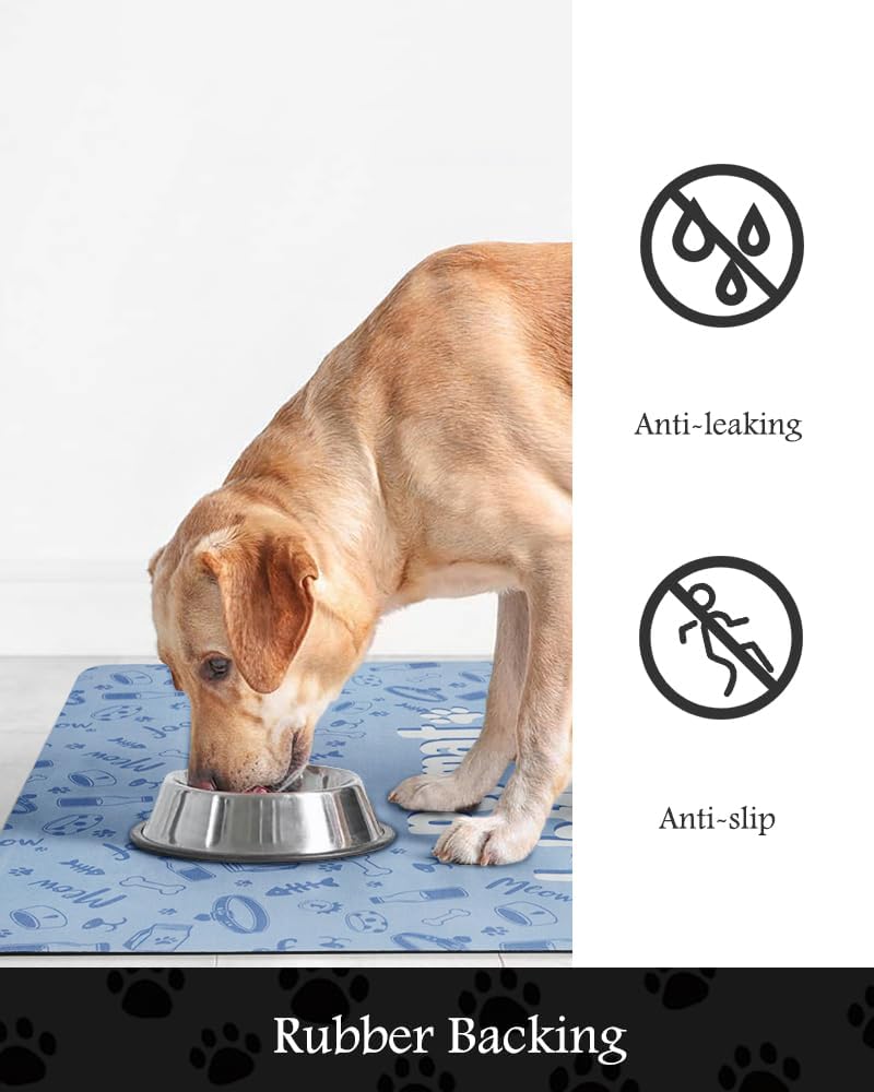 Pet Feeding Mat-Absorbent Dog Mat for Food and Water Bowl-No Stains Quick Dry Water Dispenser Mat-Dog Accessories Pet Supplies-Bowl for Messy Drinkers（PAW,23"x34"