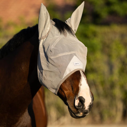 Horse Fly Mask with Ears | Built-in Visor | Breathable, Lightweight Mask | 95% UV Eye Protection | Adjustable Fit for Comfort Horse Medium/Large Size