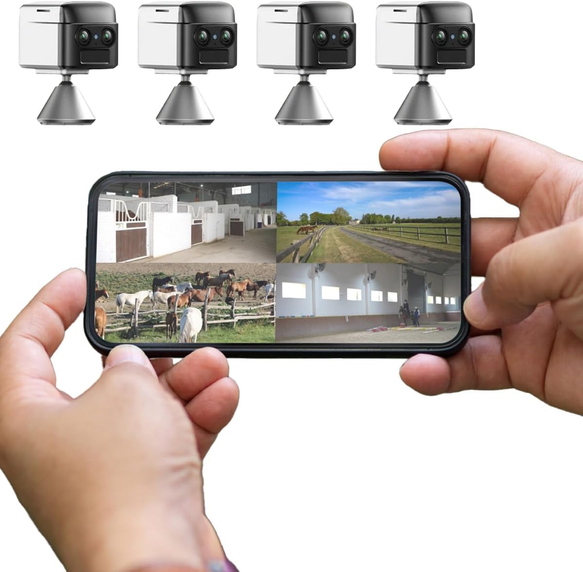 NomadEye Wireless Horse Trailer Camera – 4K Live Video & 2-Way Audio – WiFi Connect – Magnetic Mount – 15Hrs Recording – Night Vision – iOS & Android App (4 Pack)