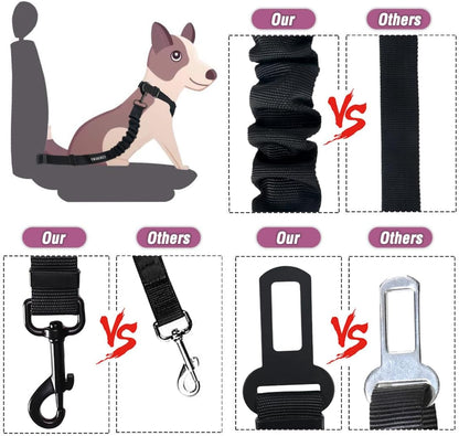 COOYOO Dog Seat Belt,3 Piece Set Retractable Dog Car Adjustable Seatbelts for Vehicle Nylon Pet Safety Heavy Duty & Elastic & Durable Car Harness for Dogs