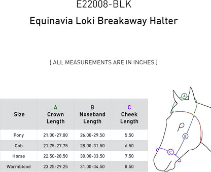 Equinavia Loki Adjustable Breakaway Horse Halter - Black - Warmblood