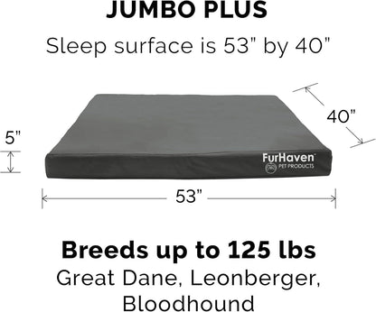 Furhaven Water-Resistant Cooling Gel Dog Bed for Large Dogs w/ Removable Washable Cover, For Dogs Up to 125 lbs - Indoor/Outdoor Logo Print Oxford Polycanvas Mattress - Stone Gray, Jumbo Plus/XXL