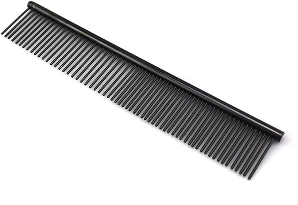 ZoCr Stainless Steel Pet Comb for Dogs Cats, Pet Grooming Comb with Different Spaced Rounded Teeth (Black)
