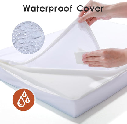 Upgraded Small Dog Bed, 3" Memory Foam with Waterproof Liner, Chew Resistant Microsuede Cover, Removable and Washable, for Indoor, Outdoor, and Car Use, Nonskid Base, 30x20 Inches S Khaki