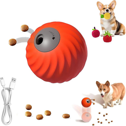 Zoomie Buddy 2.0, Zoomie Buddy for Dogs, 2 in 1 Smart Touch Interactive Dog Balls ＆ Pet Feeder, 2.83" Diameter, Suitable for Small/Medium Dogs, with Fruit Plush Cover (Orange, Only)