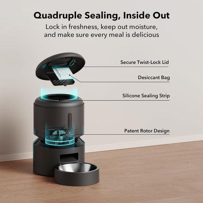 PETLIBRO Automatic Cat Feeder, 5G WiFi Pet Feeder with Freshness Preservation, Timed Cat Feeders for Dry Food, Up to 48 Portions 10 Meals Per Day, Granary Pet Feeder for Cat/Dog