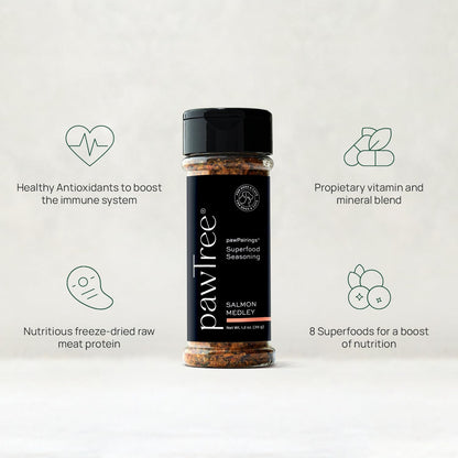 pawTree Healthy Food Toppers for Dogs & Cats - Appetite Booster with Freeze-Dried Proteins. Delicious Pet Food Seasonings and Flavor Enhancer for Picky Eaters & Appetite Stimulation (Salmon)