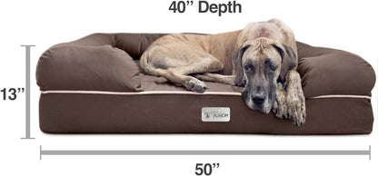 PetFusion Ultimate Dog Bed, Orthopedic Memory Foam, Multiple Sizes/Colors, Medium Firmness Pillow, Waterproof Liner, YKK Zippers, Breathable 35% Cotton Cover, 1yr. Warranty,Brown, XXL Jumbo (50x40")