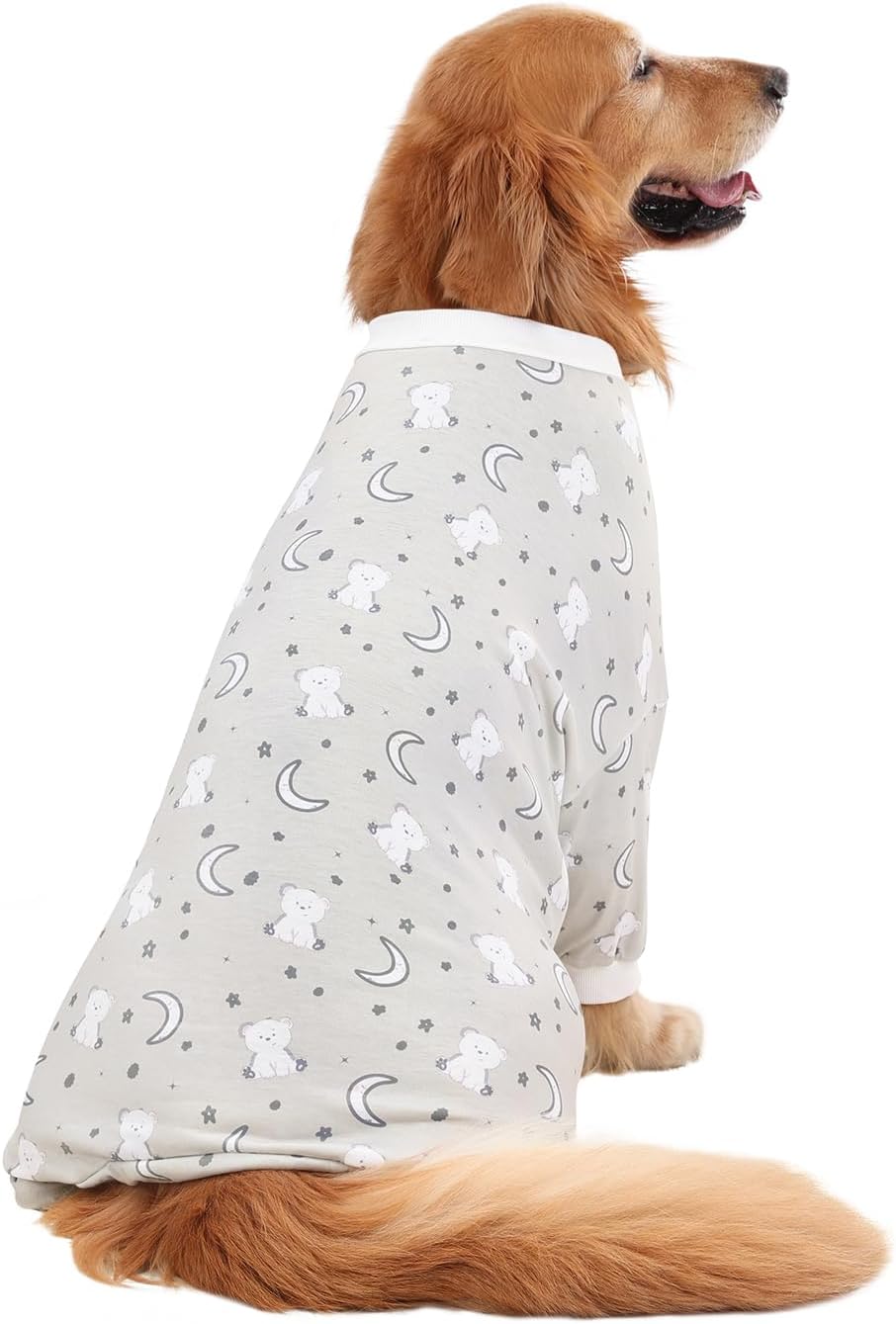 HDE Dog Pajamas One Piece Jammies Jumpsuit Pet Clothes Outfit Stretchy Lightweight Comfy Shirt Pjs for M-3XL Dogs Goodnight Polar Bears - 3XL