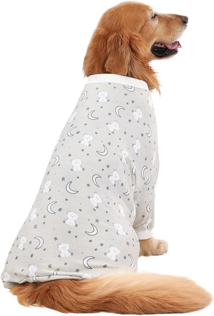 HDE Dog Pajamas One Piece Jammies Jumpsuit Pet Clothes Outfit Stretchy Lightweight Comfy Shirt Pjs for M-3XL Dogs Goodnight Polar Bears - 2XL