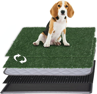 Artificial Grass Dog Grass Pad with Tray, Reusable Pet Urinal Pads for Training, 4 Layers Washable Bathroom Balcony Indoor Dog Potty (L-20×30")