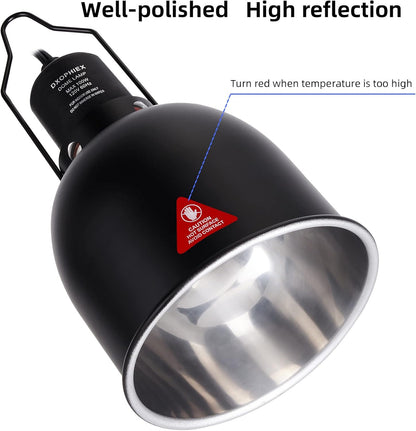 5.5inch Deep Dome Reptile Heat Lamp Reptile Light Fixture UVB Reptile Light Fixture Max 100W for Bearded Dragon, Turtles, Snake and Lizard Terrarium