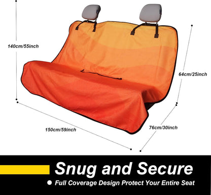 Back Seat Cover for Car Trucks Van SUV,Waterproof Rear Bench Towel Seat Covers for Dogs and Kids,Automotive Backseat Protector (Orange)