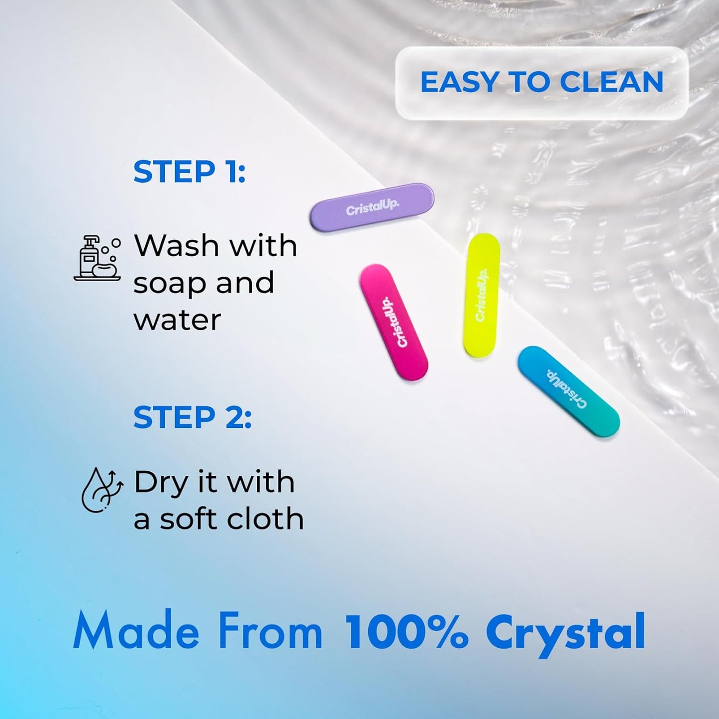 Crystal Nail File 1.6 in, Mini Glass File Ideal for Wallet, Durable, Gentle on Nails, Perfect for Travel, Home, Office and On the Go, Compact for Quick Touch Ups