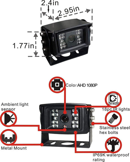 AHD 1080P 7" Reverse Rear View Backup Dual Camera System, Two Cameras with Night Vision Waterproof IP69K Vibration-Proof 10G for Truck/Trailer/RV/Bulldozer/Crop Sprayer/Agricultural Equipment