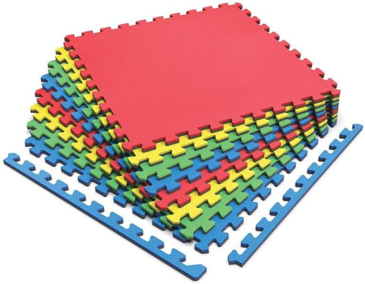 Norsk Reversible Kids Puzzle Play Mats 1/2" Thick EVA Interlocking Foam Tiles (Multicolor/Black 24 Tiles - 96 sq. Ft. 1/2" Thick)