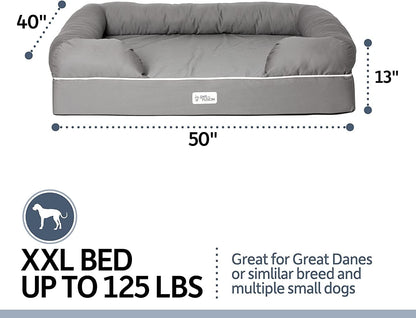 PetFusion Ultimate Dog Bed, Orthopedic Memory Foam, Multiple Sizes and Colors, Medium Firmness Pillow, Waterproof Liner, YKK Zippers, Breathable 35% Cotton Cover