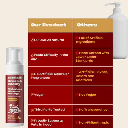 OH NORMAN! Hypoallergenic Magic Mandarin Scent Fresh and Foamy Dry Shampoo for Dogs by Kaley Cuoco - 7.1 Fl Oz Cruelty-Free Waterless Dog Shampoo No Rinse