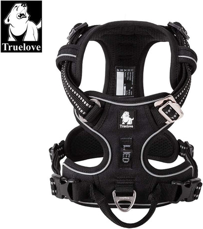TRUE LOVE Dog Harness No Pull Nylon Reflective Pet Harness Adjustable Comfortable Control Step-in Brilliant Colors Truelove TLH56512 XS Black