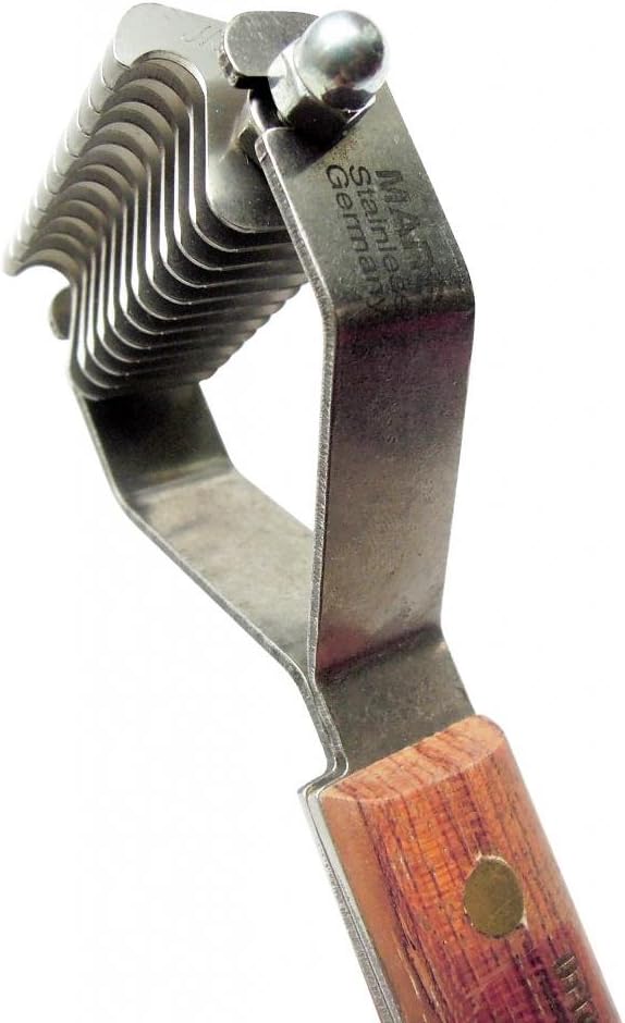 Mars Coat King Dematting Undercoat Grooming Rake Stripper Tool for Dogs and Cats, Stainless Steel with Wooden Handle for Thick Coats, 12-Blade Stripper for Groomers, Pet Owners