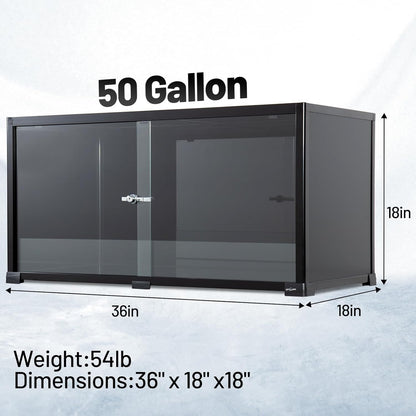 REPTI ZOO 50 Gallon Reptile Tank, 36" X 18" X 18" Reptile Terrarium, Black-Tinted ECO Glass Enclosure with Sliding Door & Mesh Top, Secure & Low-Stress Habitat for Bearded Dragon, Gecko, Snake, Lizard