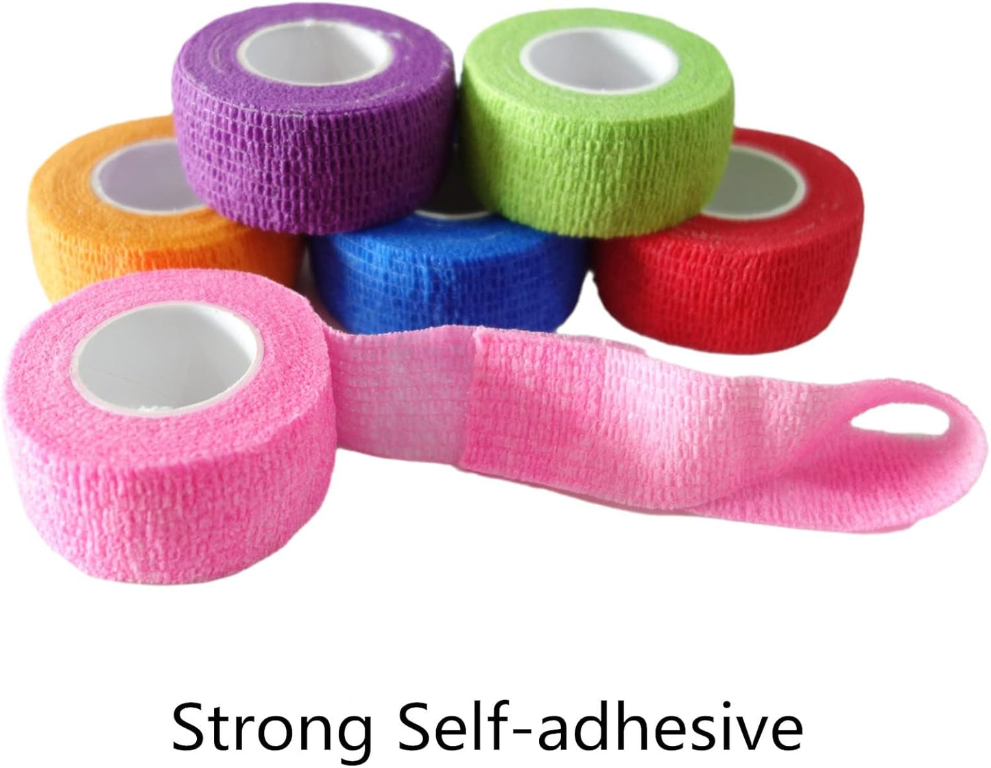 6 Pack 1" x 5 Yards Self Adhesive Bandage Wrap Breathable Cohesive Vet Wrap for Pets, Elastic Self-Adherent Tape for Sports, Wrist, Ankle (Mixed Colors)
