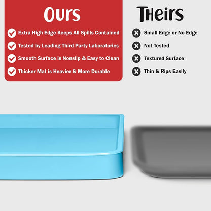 DogBuddy Dog Food Mat – Waterproof Dog Bowl Mat for Food and Water, Silicone Pet Feeding Mats for Floors, Non-Slip Placemat with High Edges for Dogs Bowls, Puppy Essentials (Large: 24"x16", Maya)