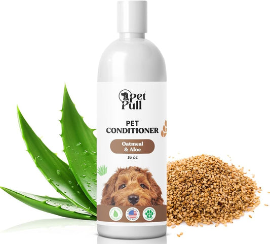 Pet Shampoo and Conditioner for Dogs and Cats - Plant-Based Dog Shampoo Cleanser - Pet Supplies for Pets - Sensitive Skin Dog Wash- Made in The USA (16 oz) (Oatmeal & Aloe, Conditioner)