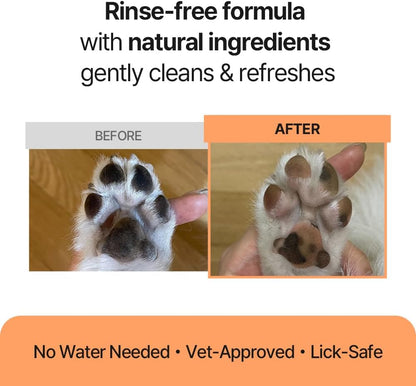 PetO’Cera Waterless Shampoo for Dogs & Cats–No Rinse Foam, Lick-Safe, Itch Relief, Detangles & Moisturizes, Hypoallergenic, Vet-Approved, 5.07oz/150ml