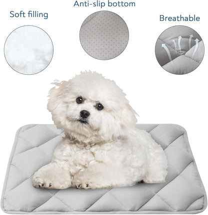 Magik & Kover Dog Crate Pad 2 Pack, Soft Dog Crate Mat with Anti-Slip Bottom, Machine Washable Kennel Pad, Fits 24 Inch, Grey