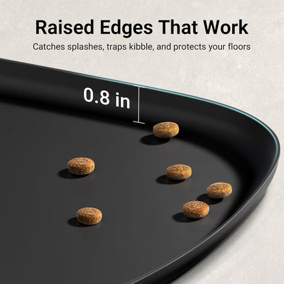 DownyPaws Dog Food Mats for Floors Waterproof, BPA Free Silcone Dog Bowl Mat, Non-Slip Pet Feeding Mat with High Raised Edge, Cat Placemat for Messy Drinkers, 24"×17", Black