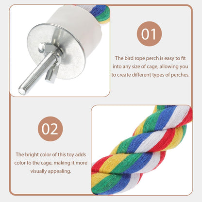 Bird Rope Perch, Colorful Parrot Cotton Rope Bird Perch Stand Climbing Toys Pet Parrot Chewing Toy for Parrots Cockatiels Parakeets Budgie Cages