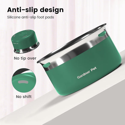 Gardner Pet Dog Bowls 1 Gallon (3.85L) Stainless Steel No Spill Dog Water Bowl, Slow Water Feeder Metal Bowls, Spill Proof Water Dispenser for Large Dogs, Promotes Healthy Hydration