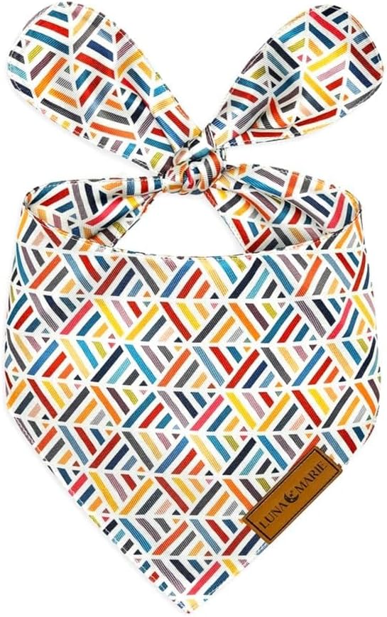 LunaMarie - Luxury Pet Birthday Bandanas -Premium & Silky Poly Fabric | 100% Handmade | Custom Shape Dual Layered (Xena, Small)
